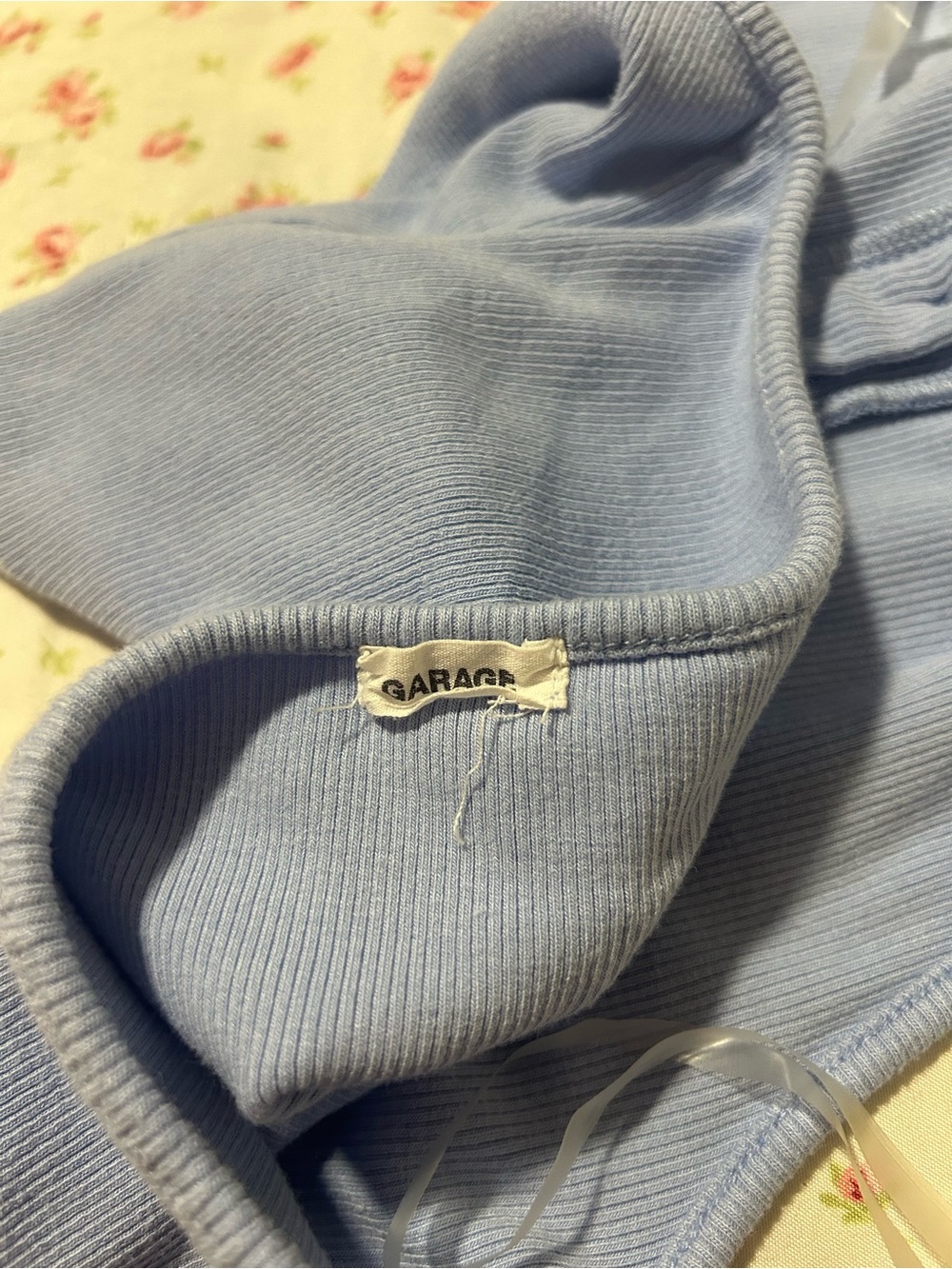 Garage Light Blue Ribbed Halter Polo Tank - Picture 4 of 5